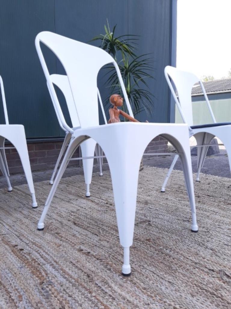 4 Tolix Style Eetkamerstoelen Vintage Design Witte Stoelen image 6