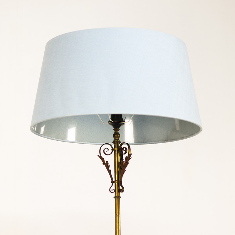 Antieke Staande Engelse Vloerlamp Roodkoper En Messing image 5