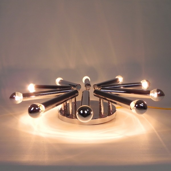 Verchroomde Sciolari Plafondlamp Met 10 Lichtpunten, Boulanger, Jaren 60 image 7