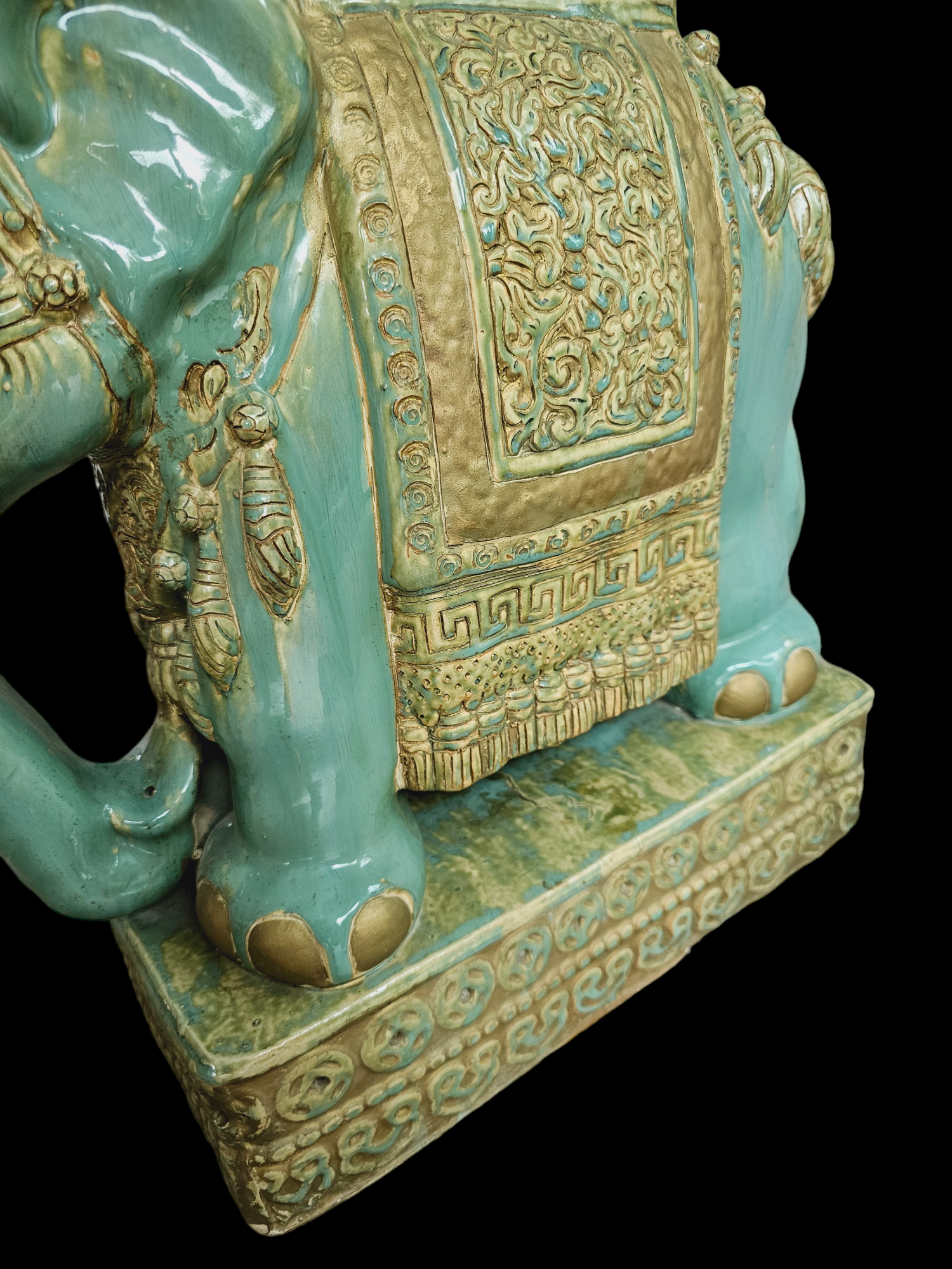 Vintage Design Tafel Olifant (en) Salontafel, Sidetable Olifanten Van Keramiek Zeegroen En Turquoise. image 8