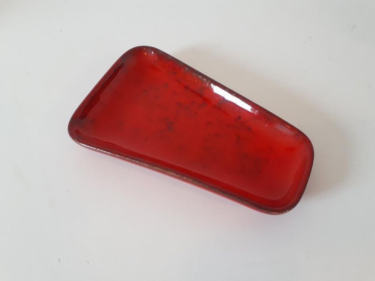 50's Rood Keramiek Schaaltje Fifties Schaal image 4