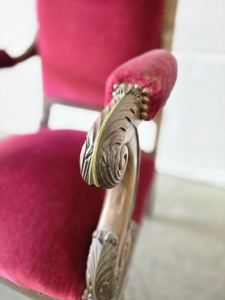 Vintage Antiekroze Stoel / Fauteuil image 9