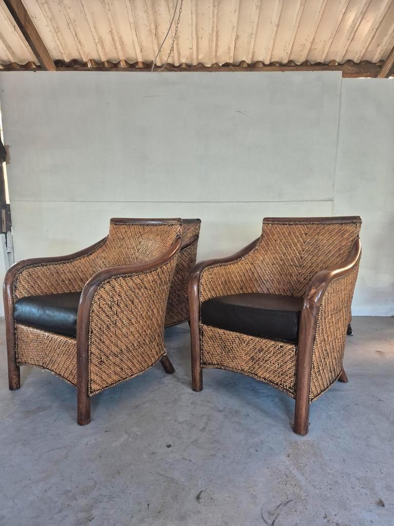 4 Art Deco Colonial Stijl Fauteuils Rotan image 4