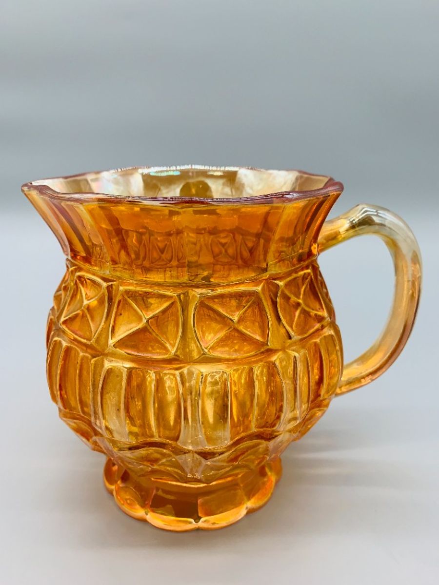 Franse Carnaval Iriserend Glas Waterkan En Glas Oranje image 6