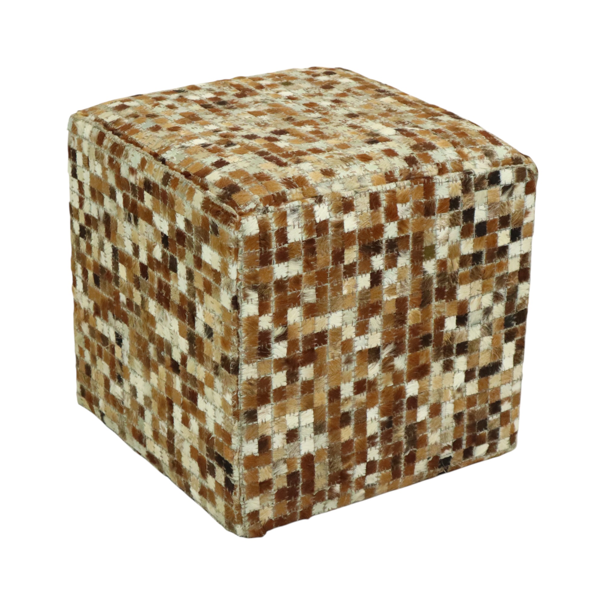 Vintage Vierkante Poef Geitenleer Patchwork Mozaïek Patroon image 8