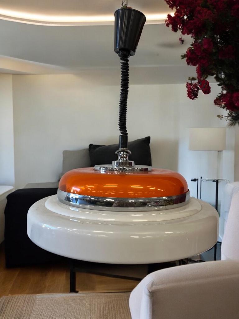Vintage Witte Oranje Space Age Ufo Hanglamp / Luster image 2