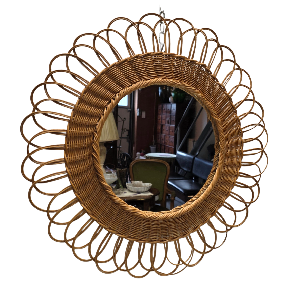 Vintage Ronde Rotan Spiegel image 3