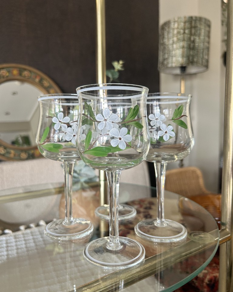 Wijnglazen Set Floral Handpainted Vintage image 3