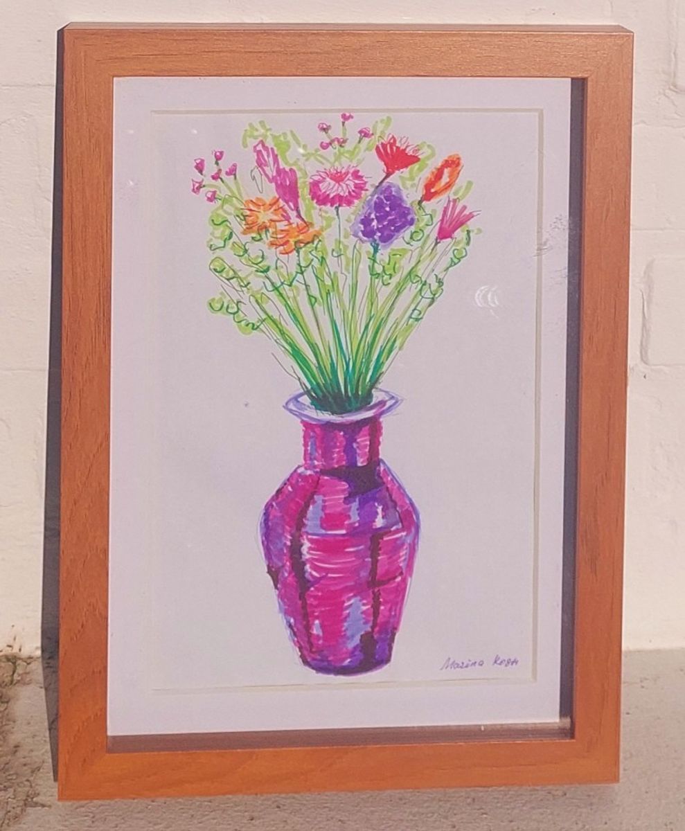 Origineel Tekening Watercolour Brush Pens. Paars, Roze Schilderij image 3