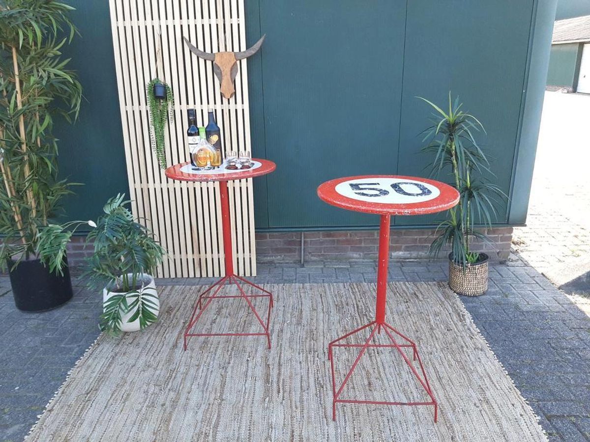 Vintage Sta Tafel 50 Km Verkeersbord Ø 60 Cm Tuinfeest Party image 2