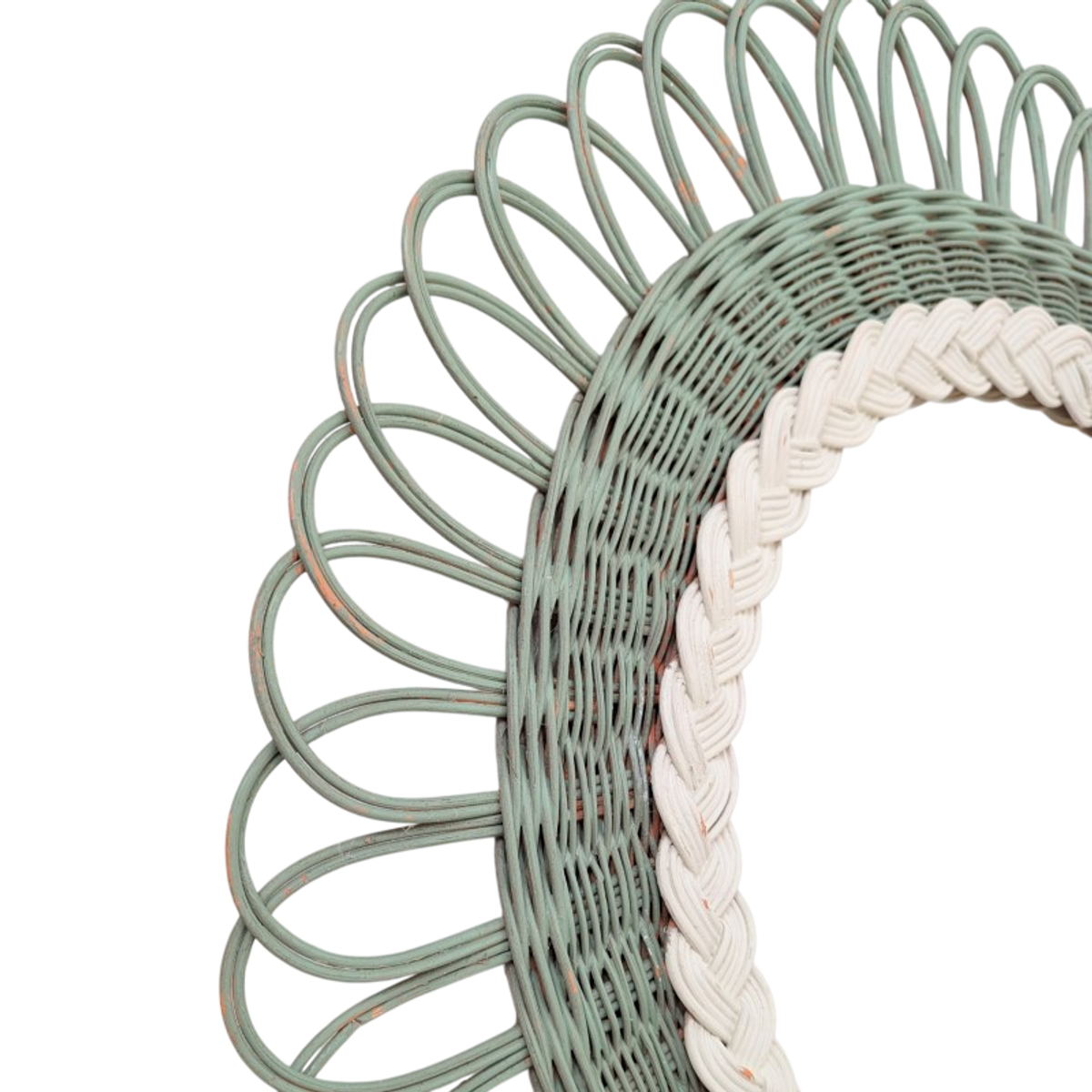 Spiegel Rotan/riet - Jaren 70 - (kh37) image 2