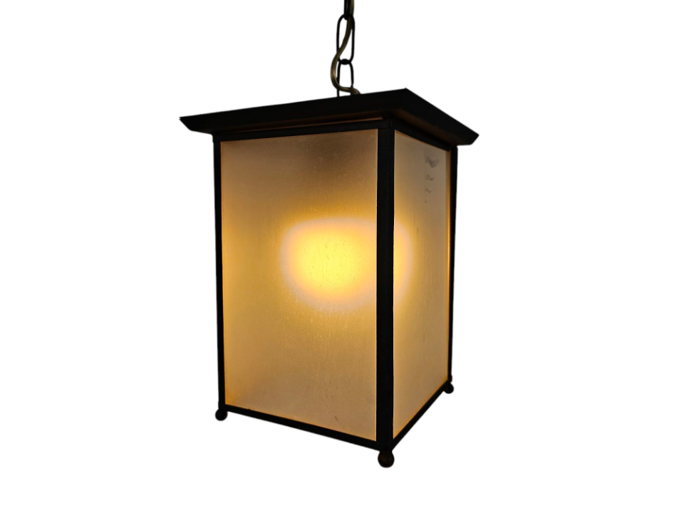Amsterdamse School - Lantaarnlamp - Hanglamp - Koper - Glas - 1E Kwart 20E Eeuw image 11