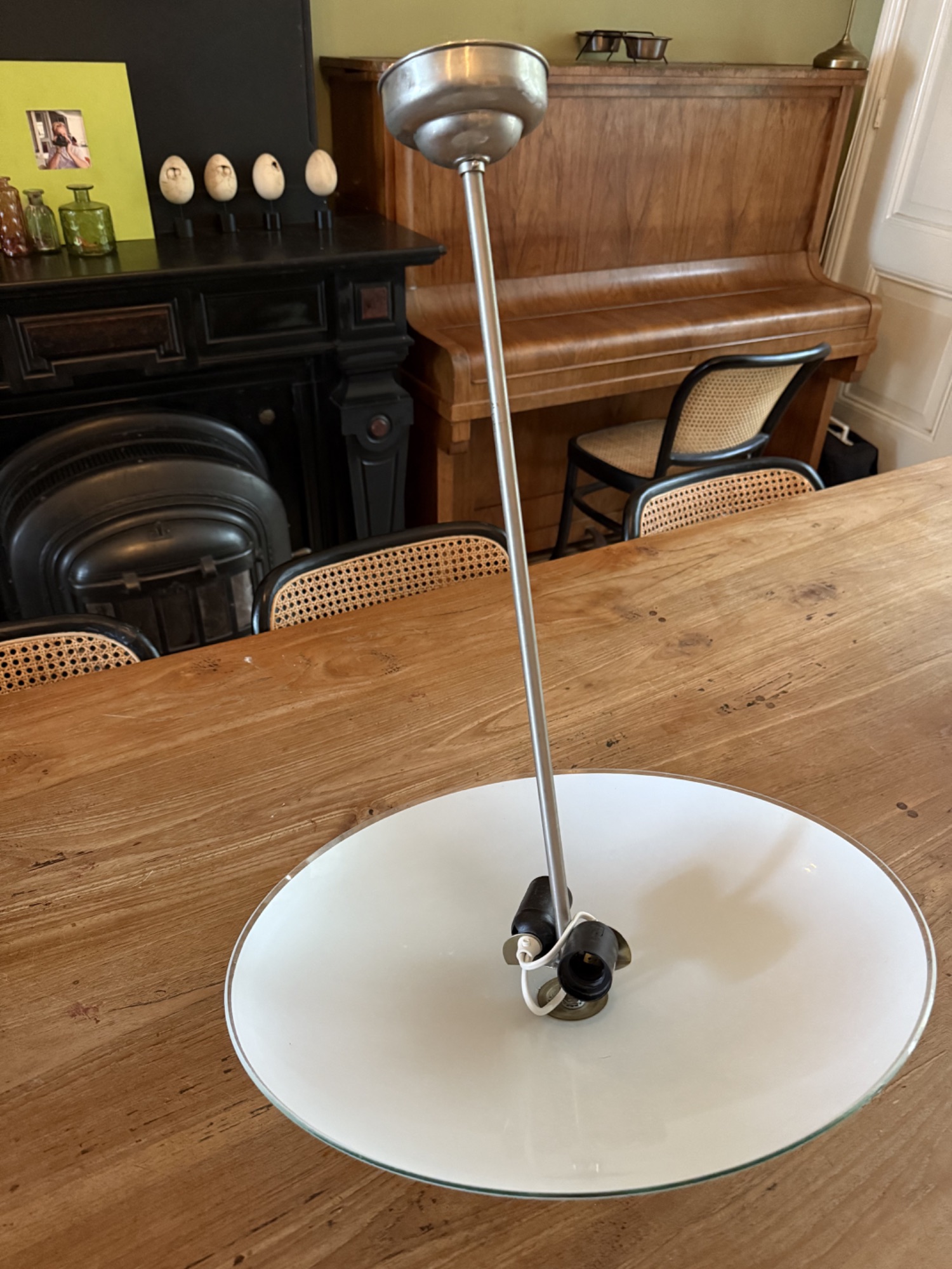 Mooie Grote Witglazen Plafondlamp Van Gispen image 2