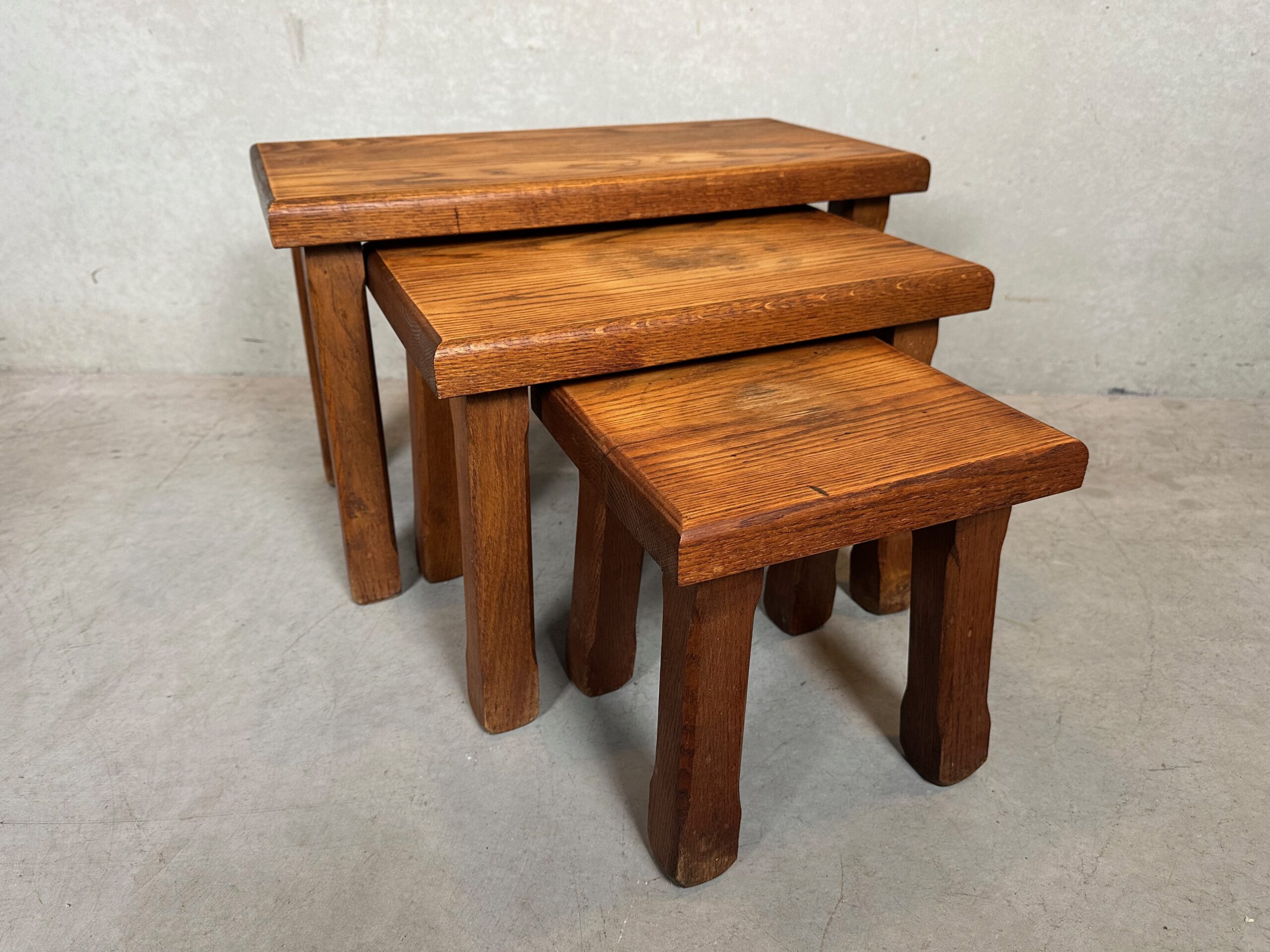 3x Brutalist Nesting Tables – Oak image 2