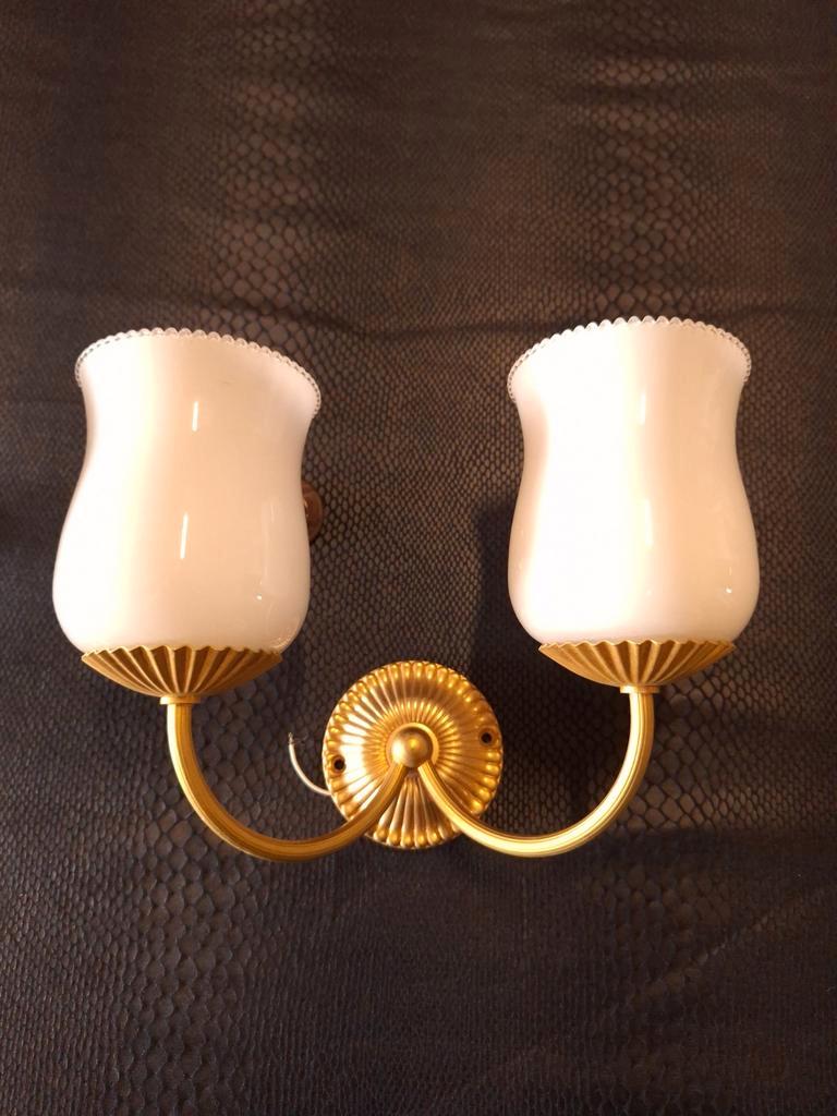 Vintage Glas Plafond Lamp, Plafoniere, Helder Reliëf Glas image 12