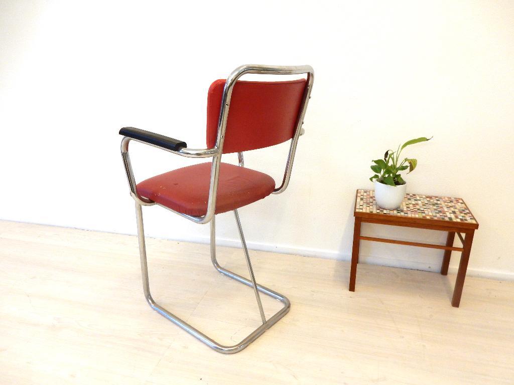 Vintage Stoel Industrieel Gispen Stijl Eetkamerstoel Chroom image 3