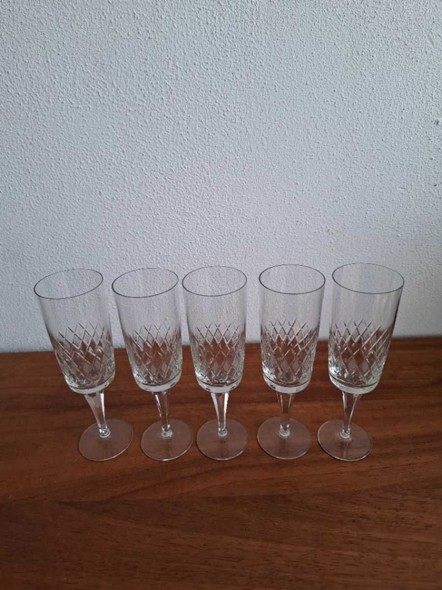 5 Hoge Champagneglazen, Kristallen Flutes, Kristallen Glazen image 15