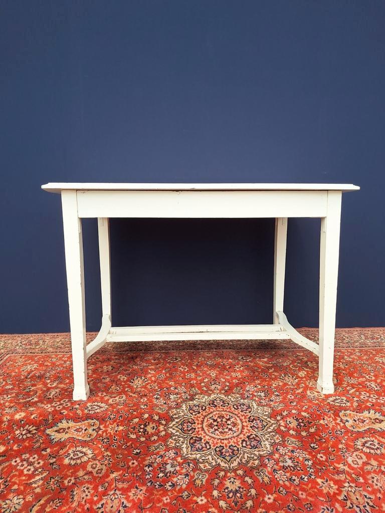 Brocante Vintage Landelijke Eikenhouten Witte Eettafel Tafel image 3