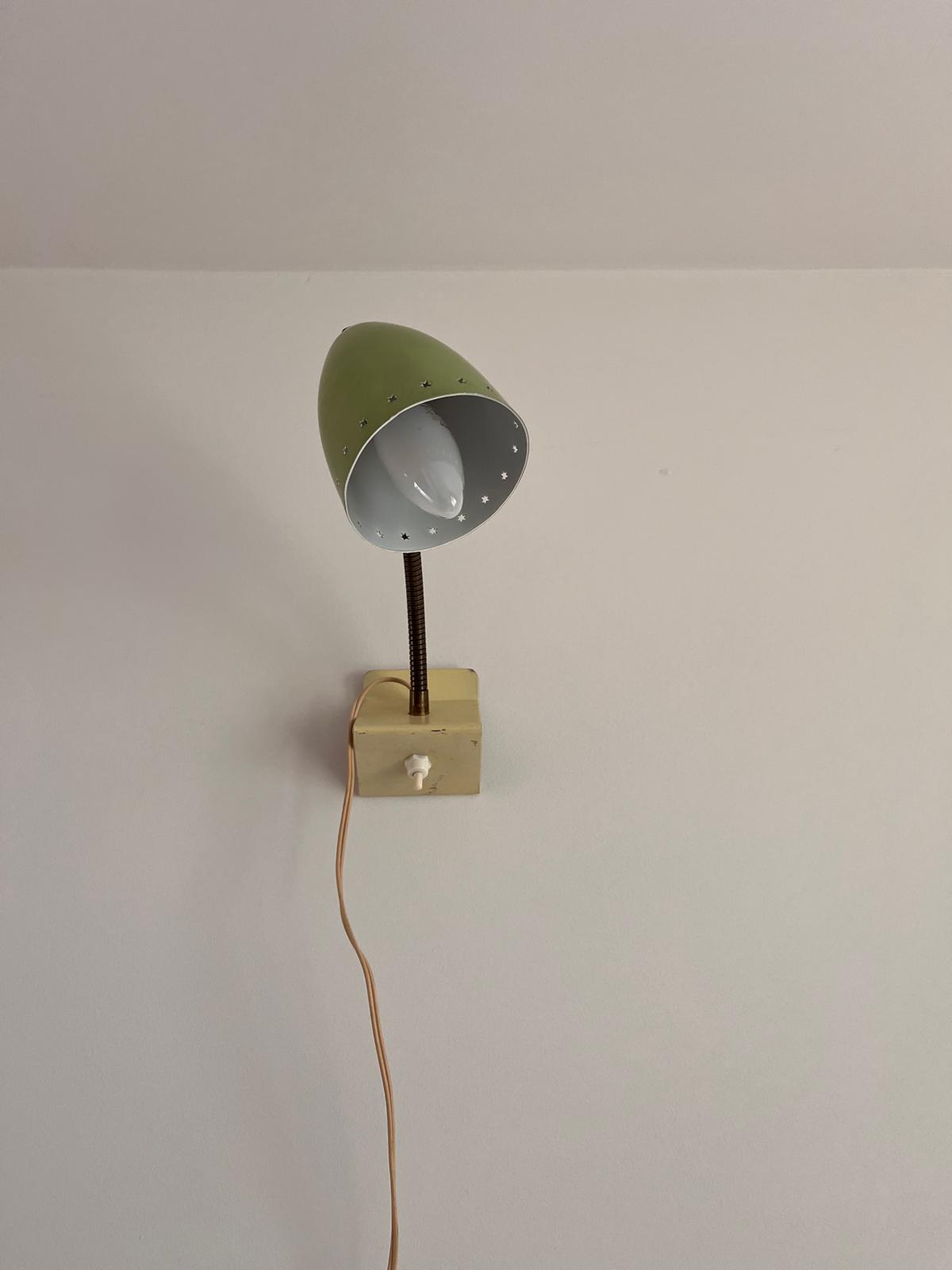 Mid Century Hala Zeist Groen Wandlampje Van H. Busquet. Nederlands Design, Jaren 60 image 6