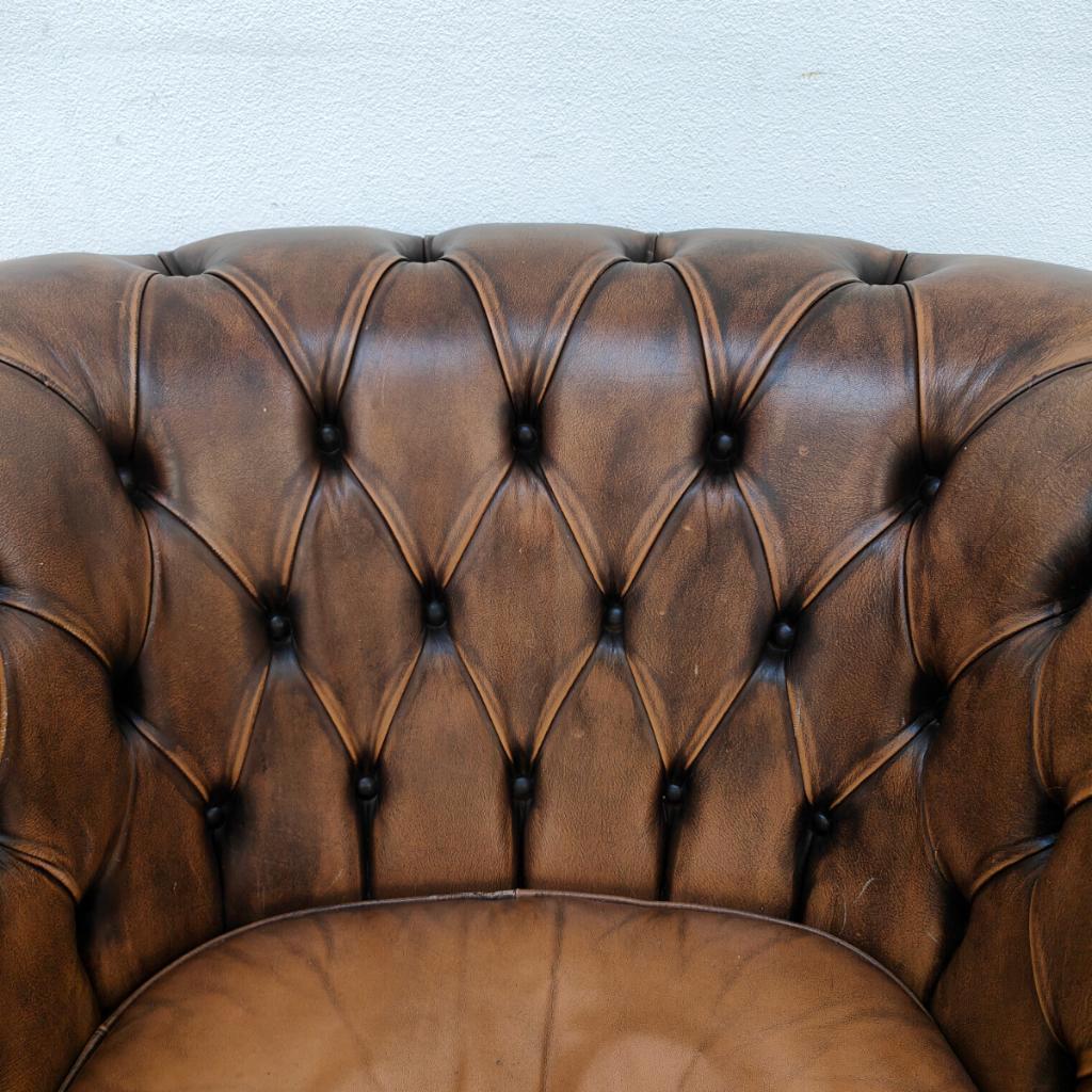 Vintage Leren Chesterfield Stijl Fauteuil, Stoel image 10