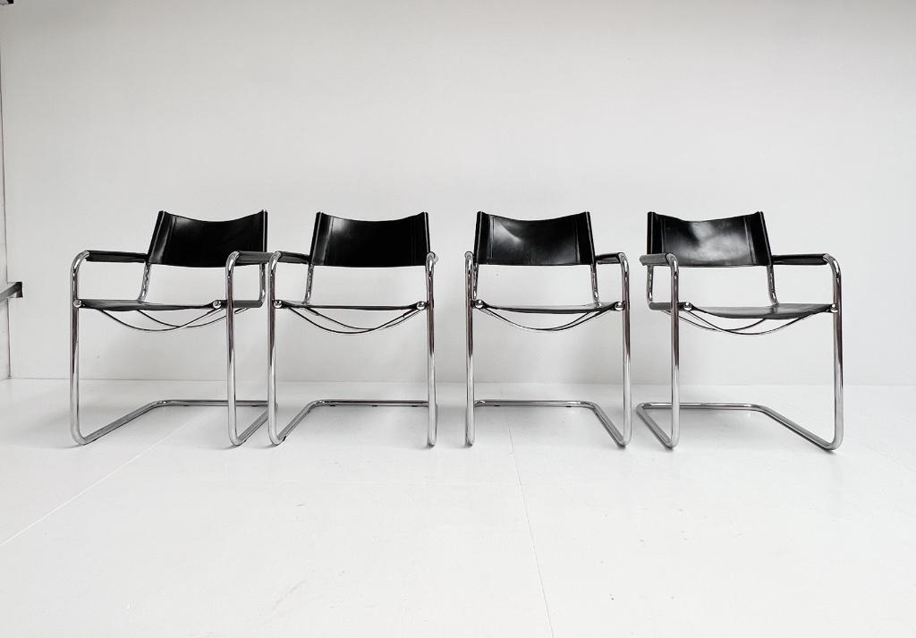 Set Van 4 Lederen Mart Stam S34 Stoelen, 1970's image 2