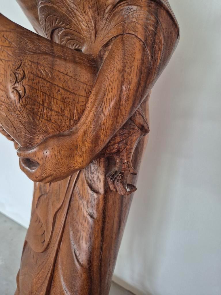 Groot Balinees Beeld Man Met Haan Bali Hout 105 Cm image 9