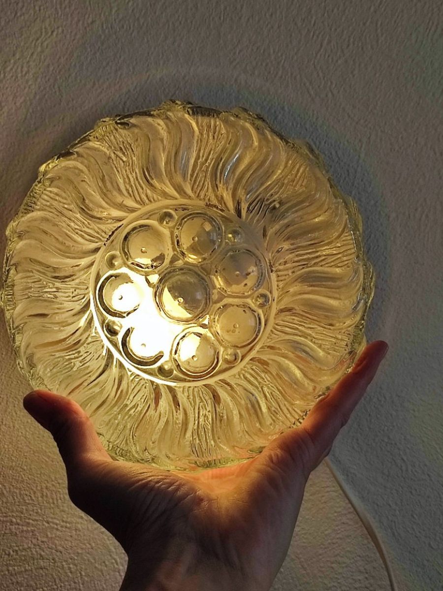 Vintage Plafondlamp Plafonnière Wandlamp Glas Organisch image 15