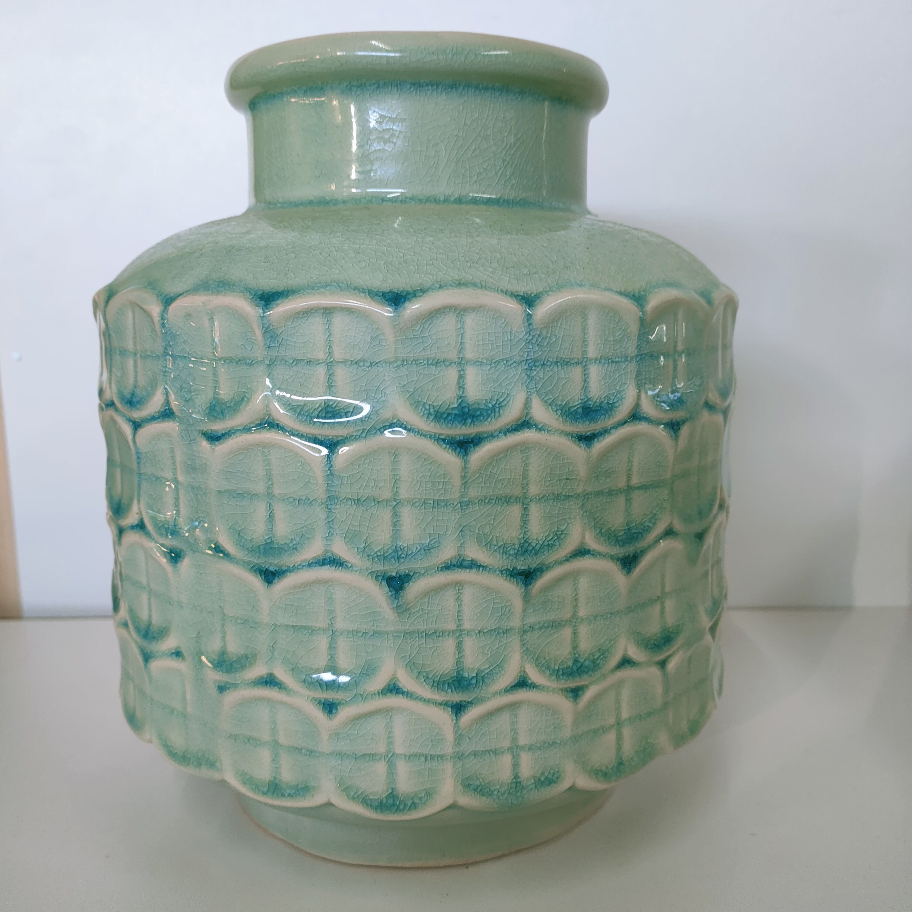 Bloempot Turquoise Wit Schelpenmotief image 2
