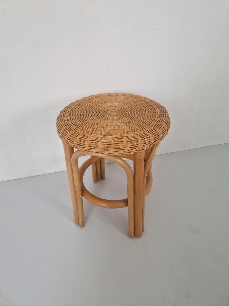 Vintage Rotan Boho Kruk Bamboe Design. image 3