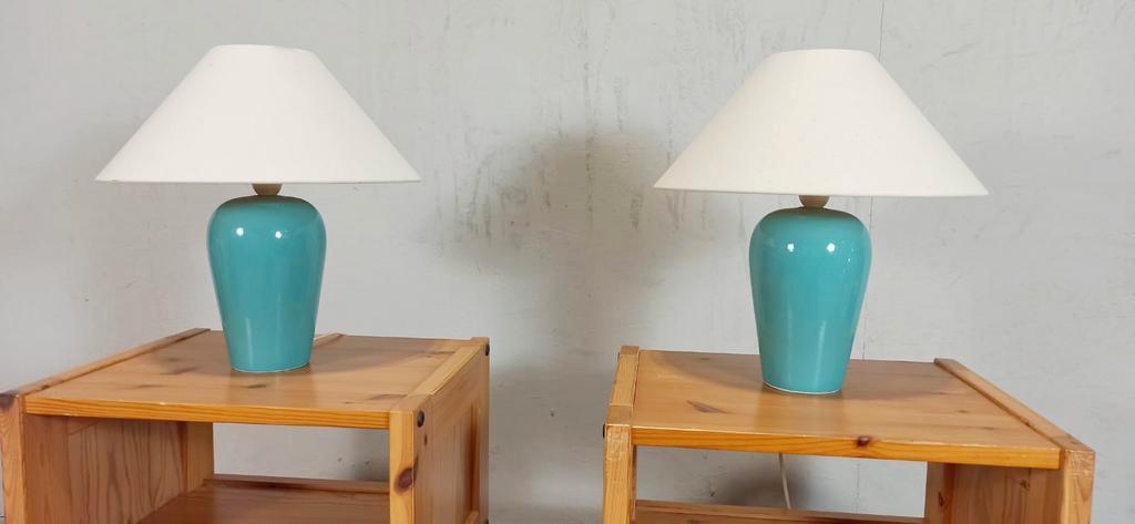 Set Van 2 Vintage Klassieke Tafellampen, Blauw / Turkoois image 8