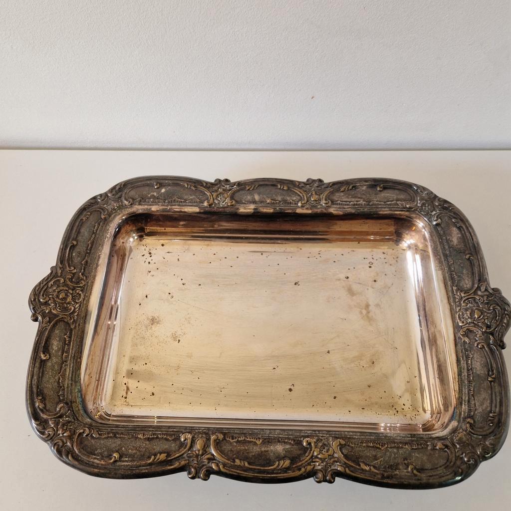 Antieke Serveerschaal Zilverkleurige Schaal Bord image 9