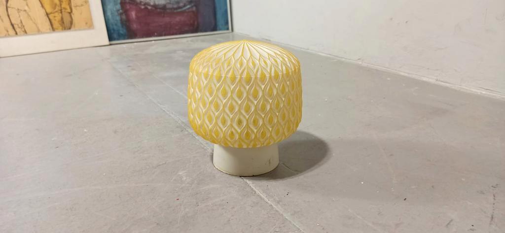Vintage Glazen Plafondlamp, Wit En Geel image 10