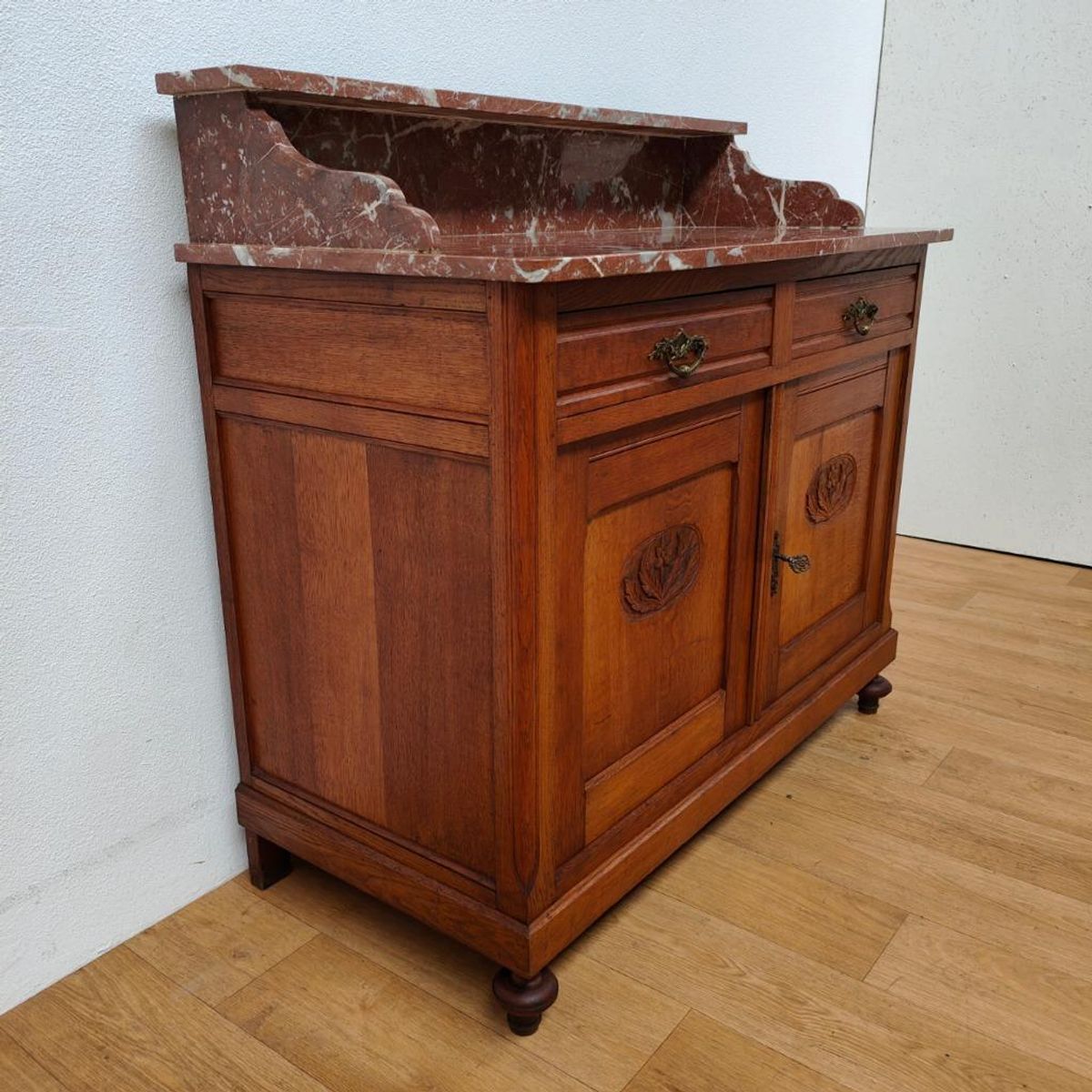 Vintage Antiek Dressoir Commode Ladekast Badkamermeubel Met Marmer Blad 611 image 7