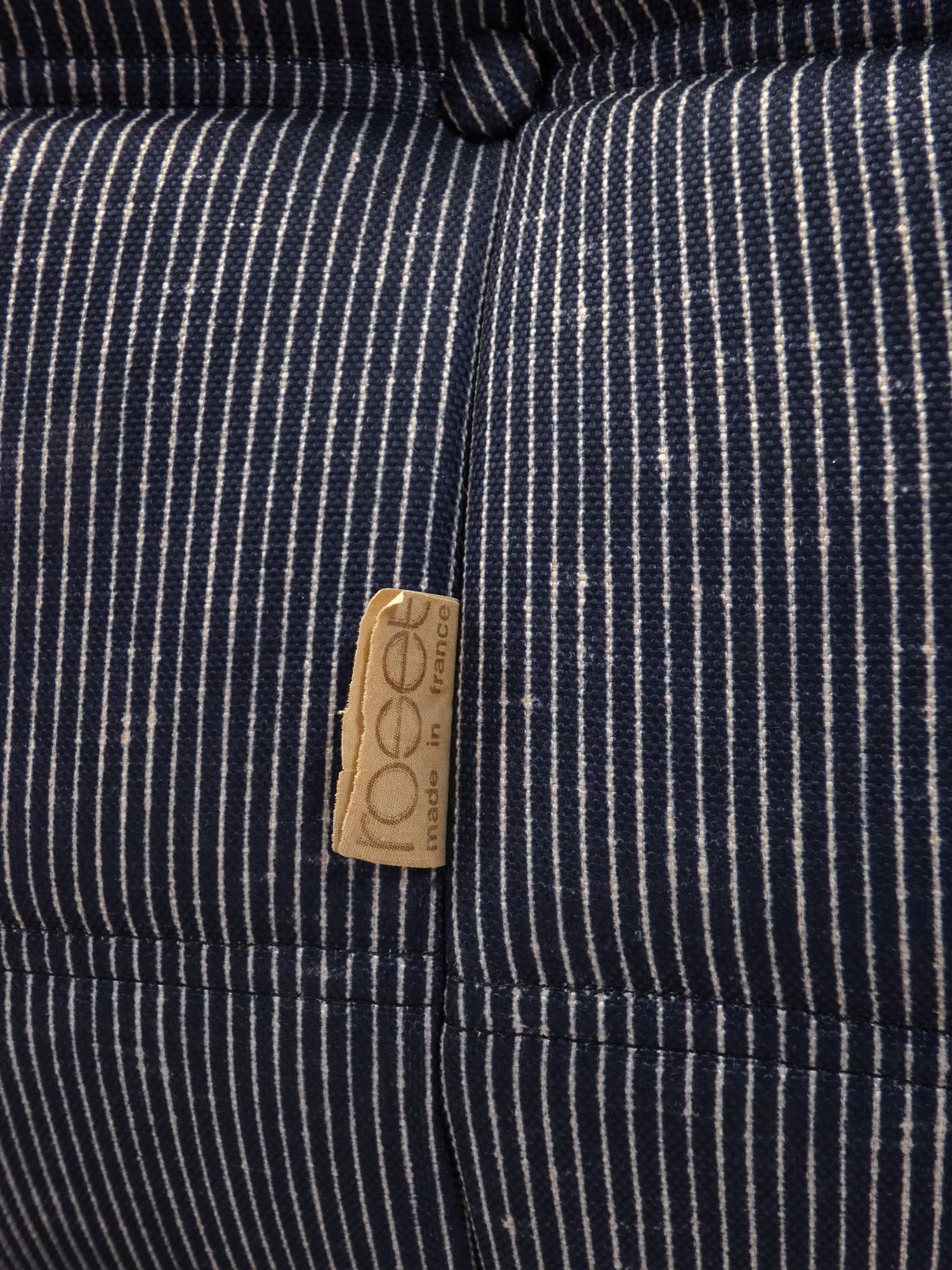 Ligne Roset Togo Set - 1 - 2 Seater & Ottoman - Pinstripe Fabric image 10