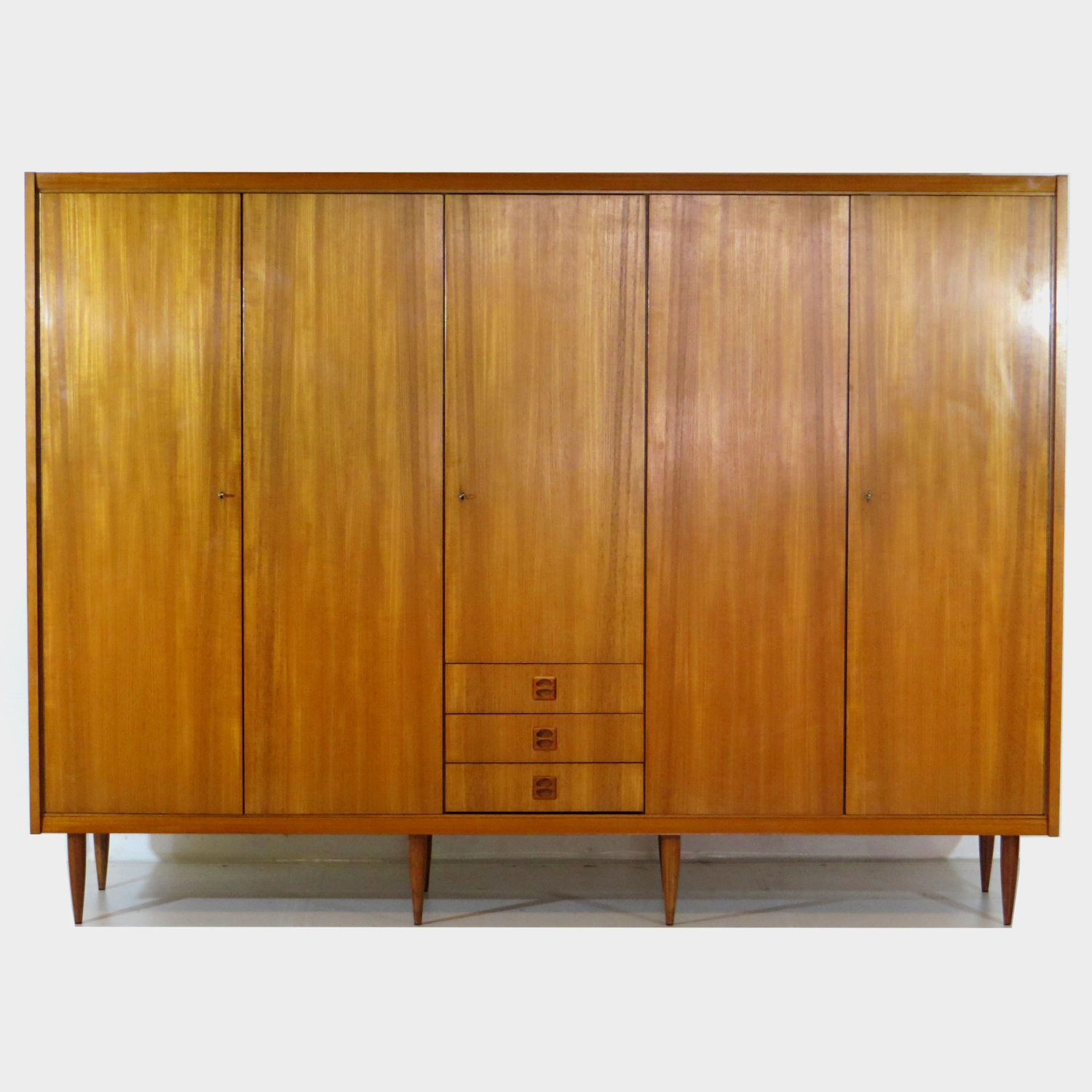Grote 5-deurs Vintage Design Kledingkast In Teak, Jaren 60 image 2