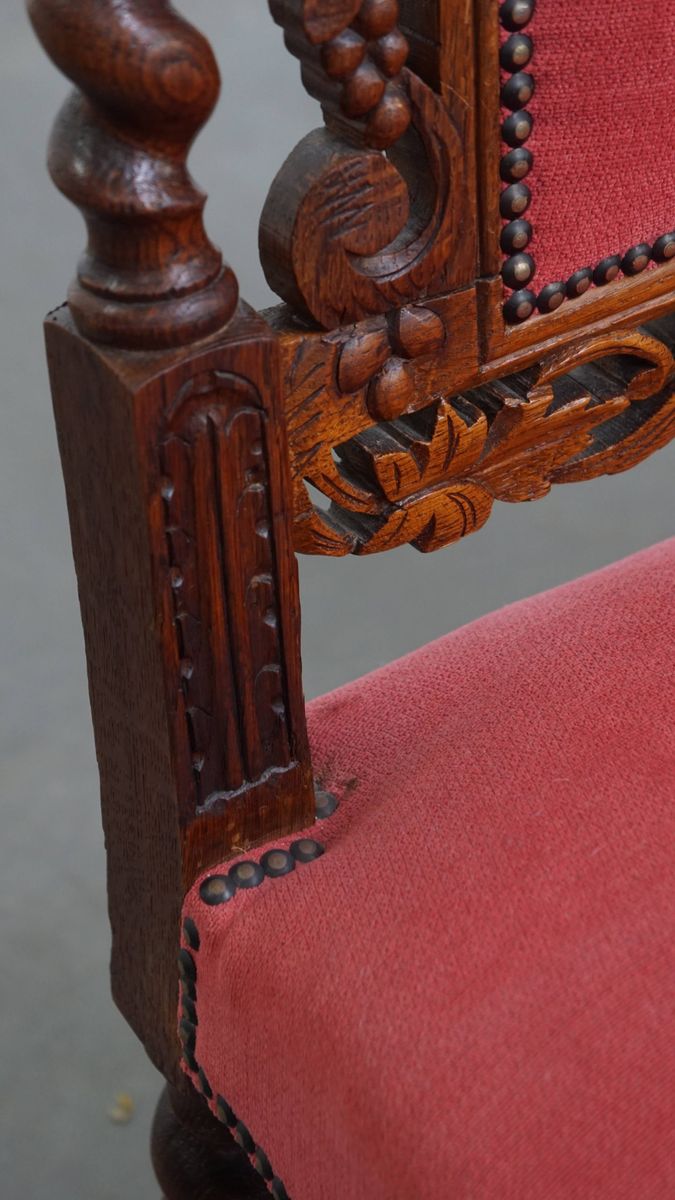 Majestueuze Antieke Set Van 2 Hollandse Eetkamerstoelen Met Mooi Houtsnijwerk image 11