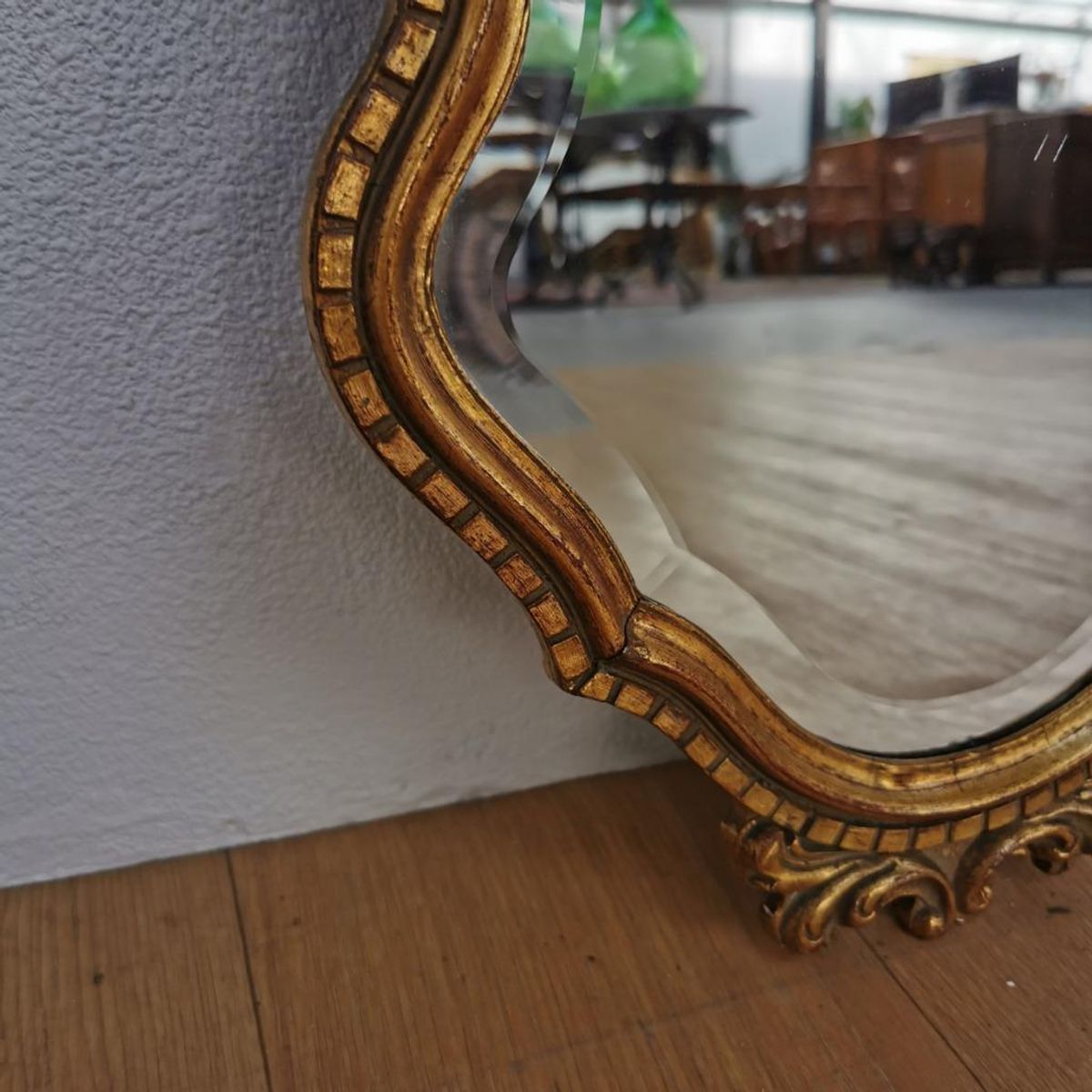 Vintage Goudkleurige Barok Rococo Spiegel Kuifspiegel Schouwspiegel 119 image 17