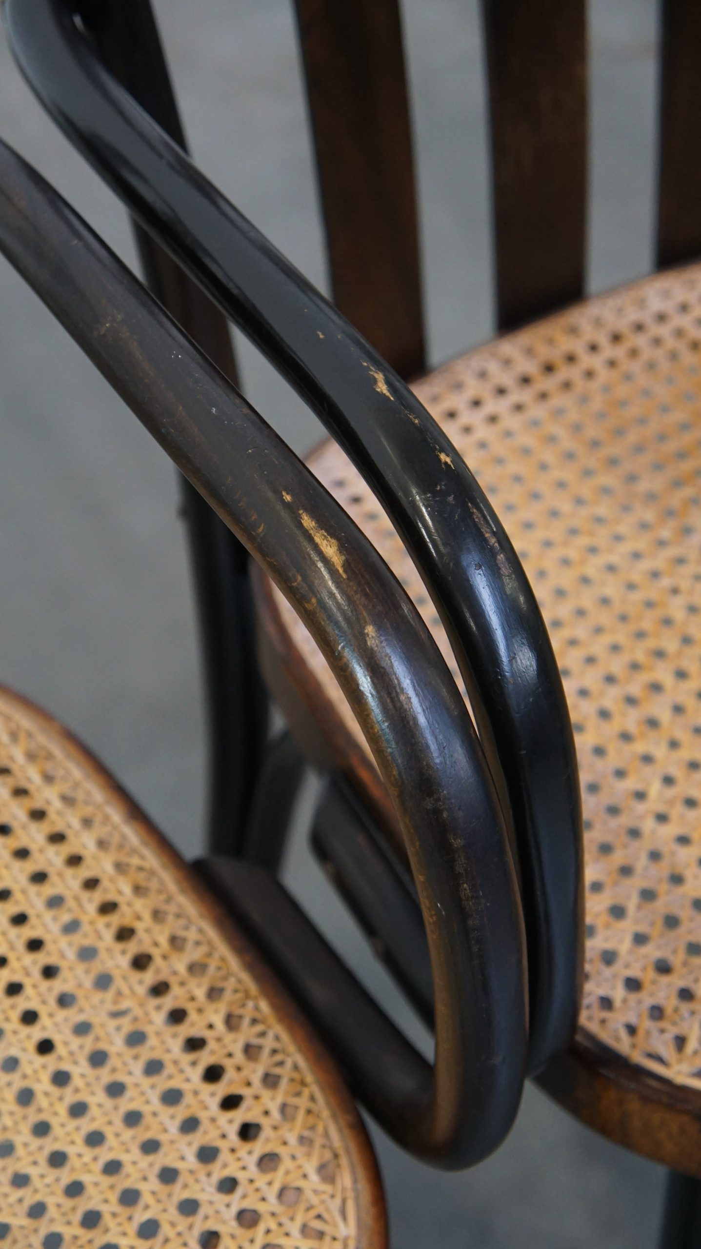 Set Van 4 Vintage Houten Design Eetkamer/ Bistro Stoelen Met Rieten Zitting In Thonet Stijl image 15