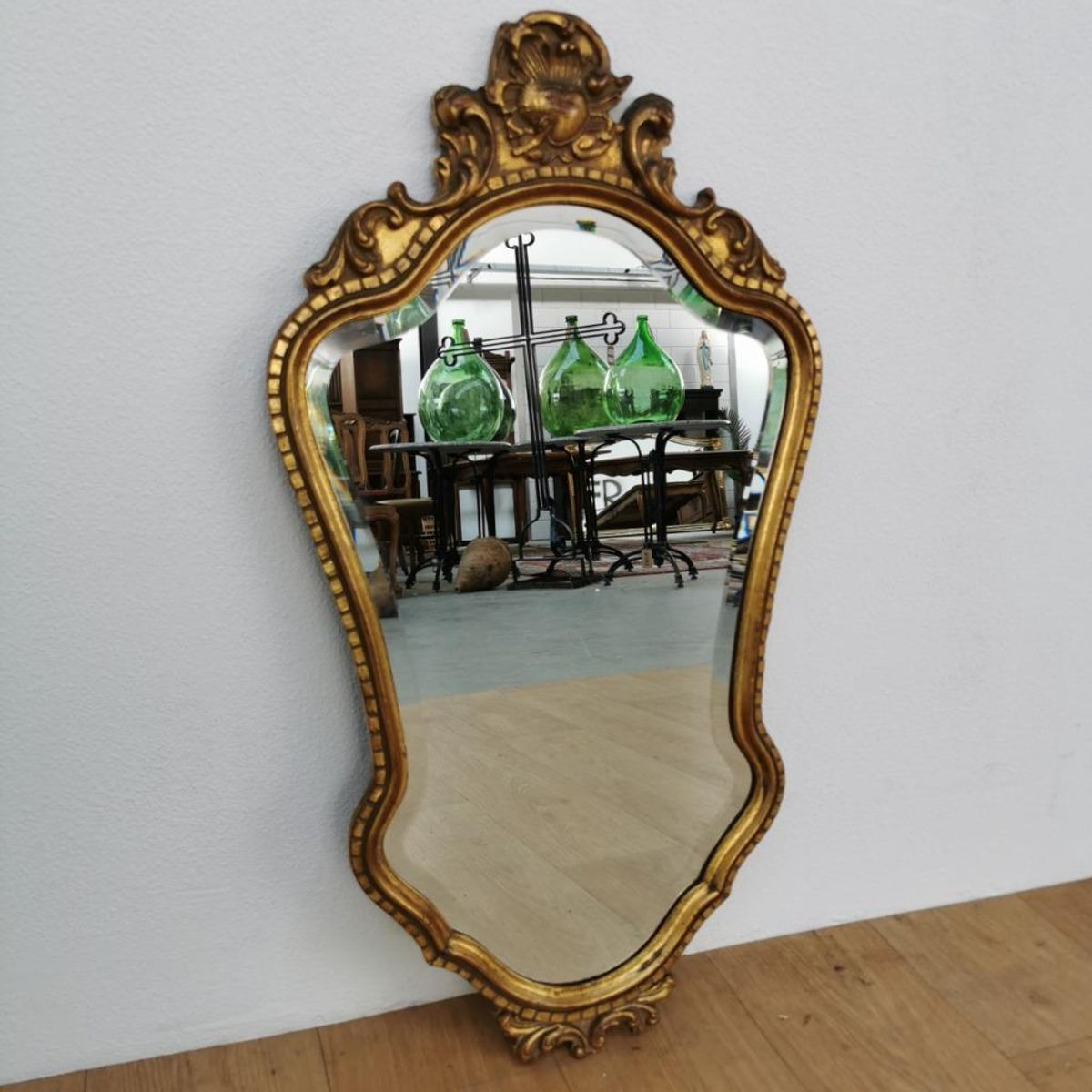 Vintage Goudkleurige Barok Rococo Spiegel Kuifspiegel Schouwspiegel 119 image 9