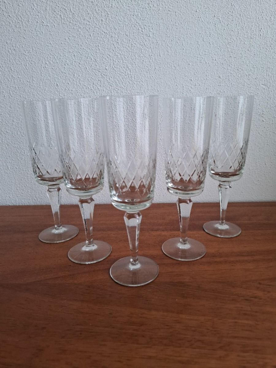 5 Hoge Champagneglazen, Kristallen Flutes, Kristallen Glazen image 11
