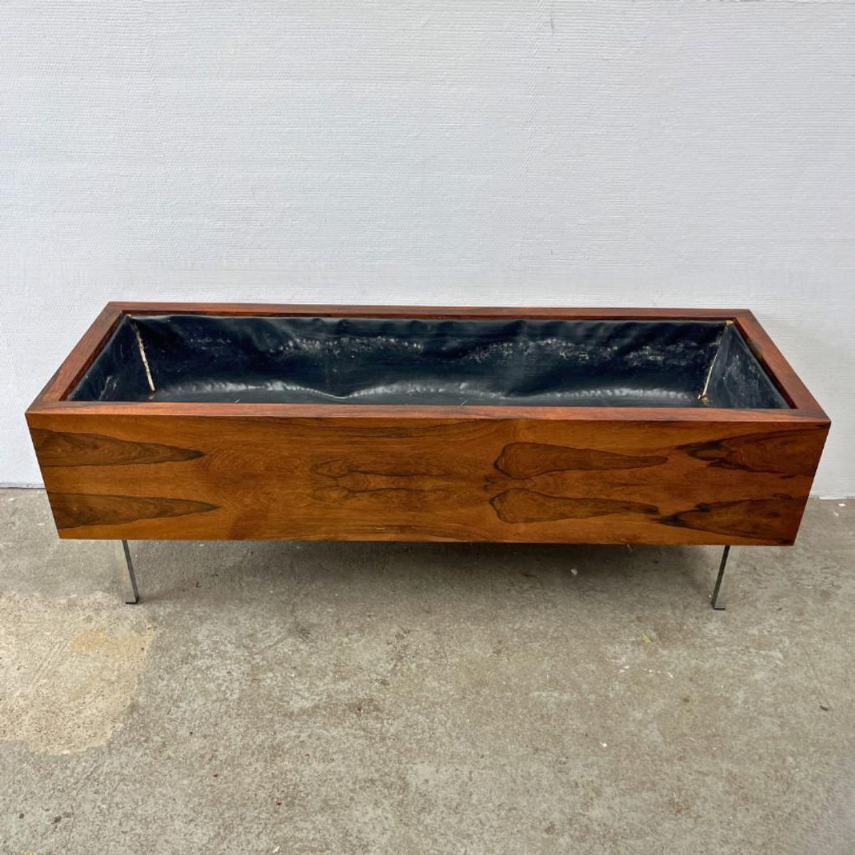 Midcentury Rechthoekige Xl Plantenbak Palissander - Chroom image 5