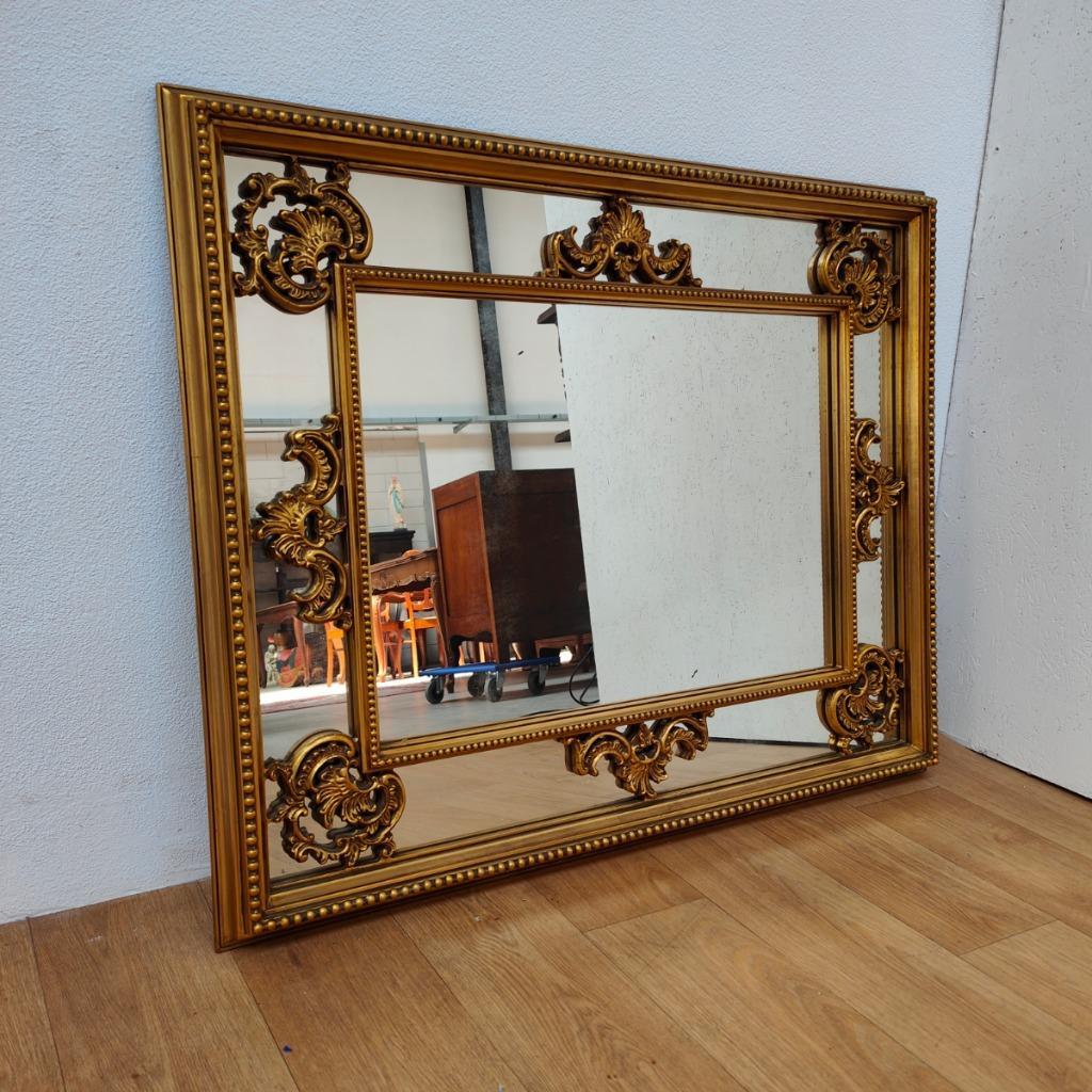 Grote Vintage Goudkleurige Spiegel, Schouwspiegel Badkamerspiegel 103 image 4