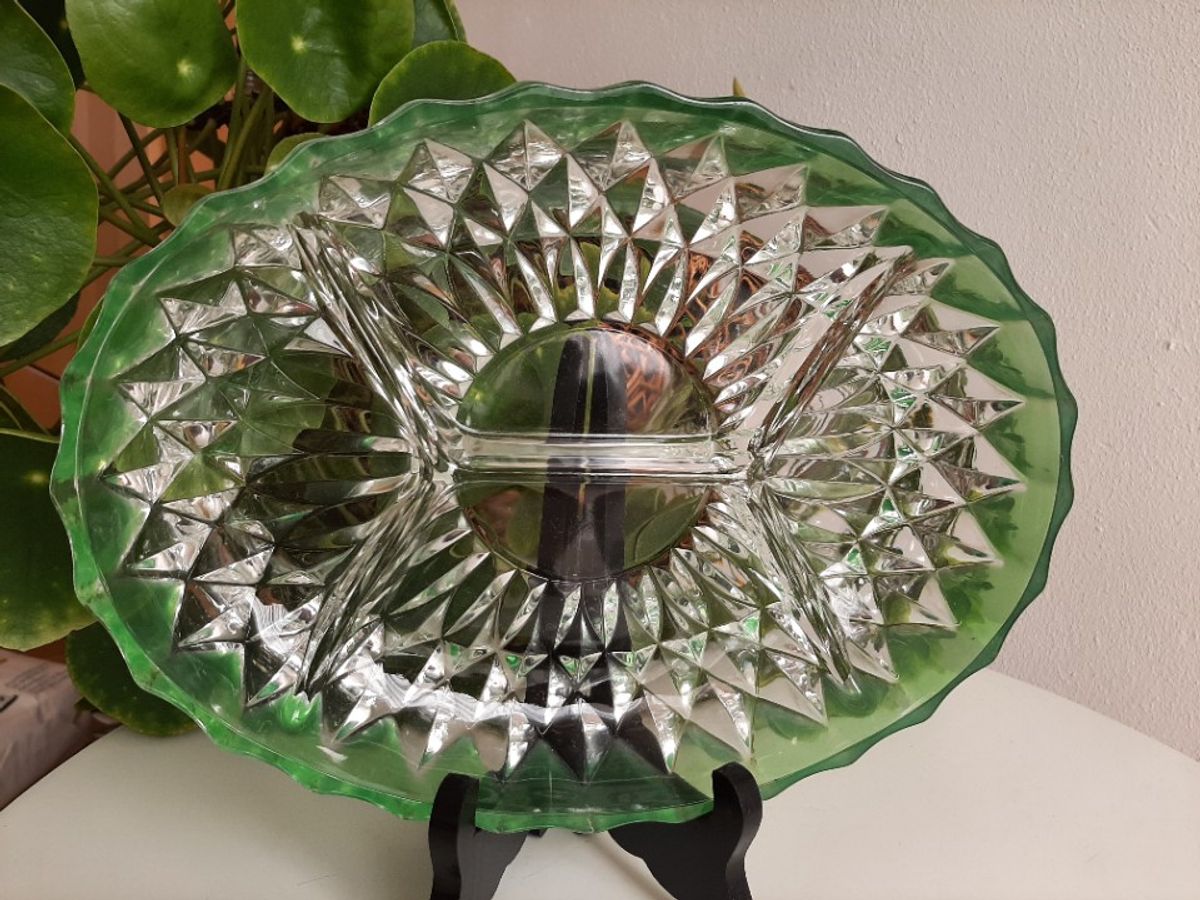 Vintage Ovale 4 Deels Kristalglas Schaal VEBA GLAS image 9