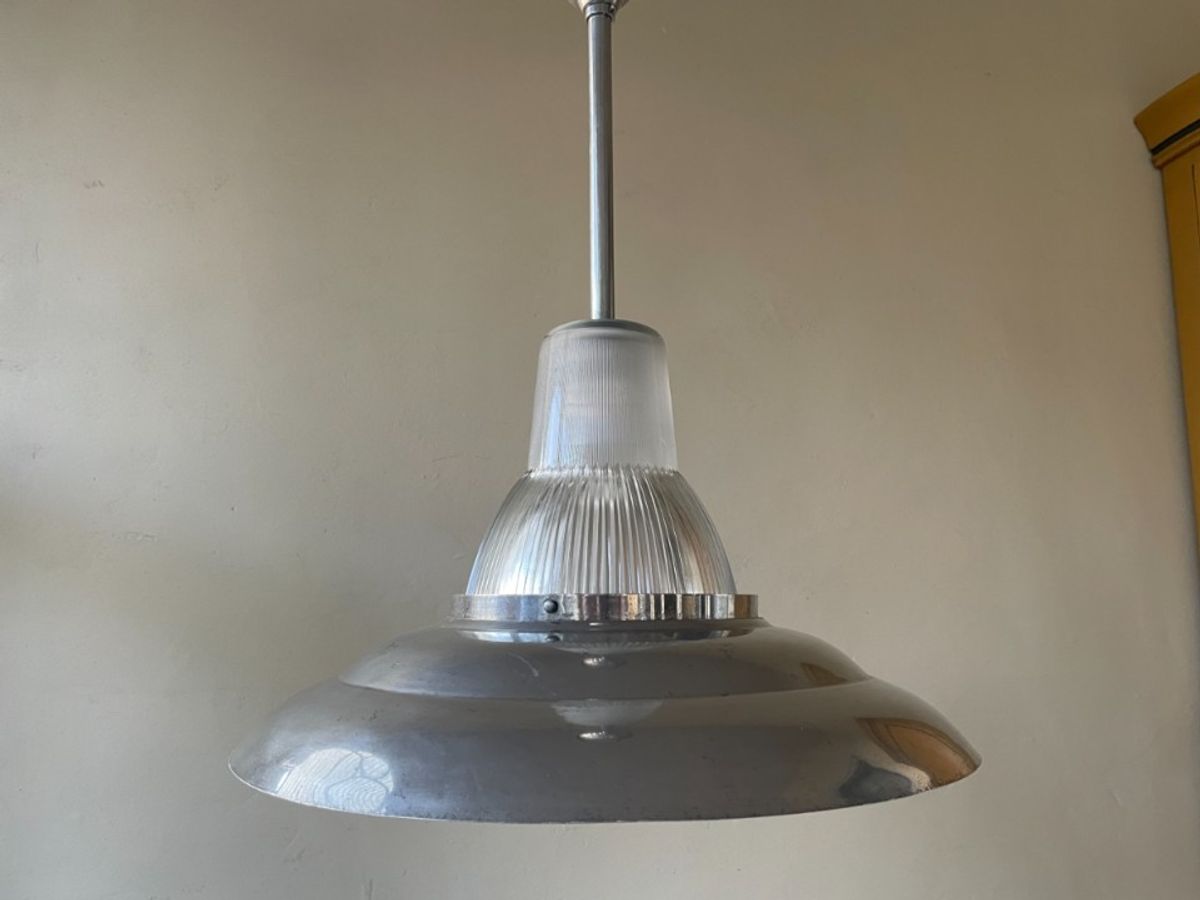 Vintage Lamp Hanglamp Fabriekslamp Frans image 7