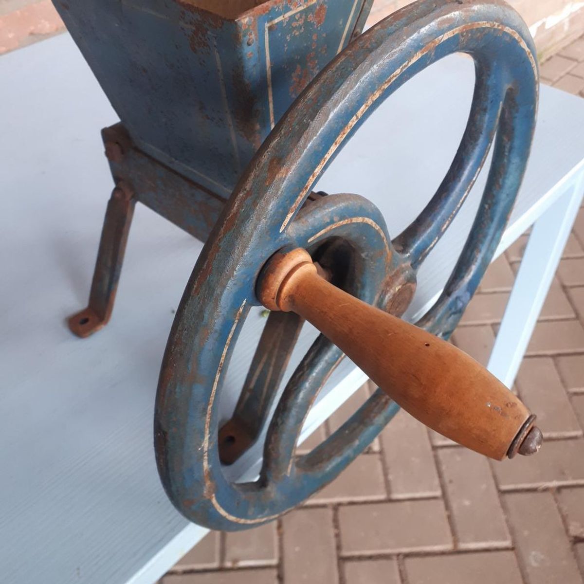 Antieke Gerst Molen Tafel Molen Bakkerij Winkel Graan Maler image 7