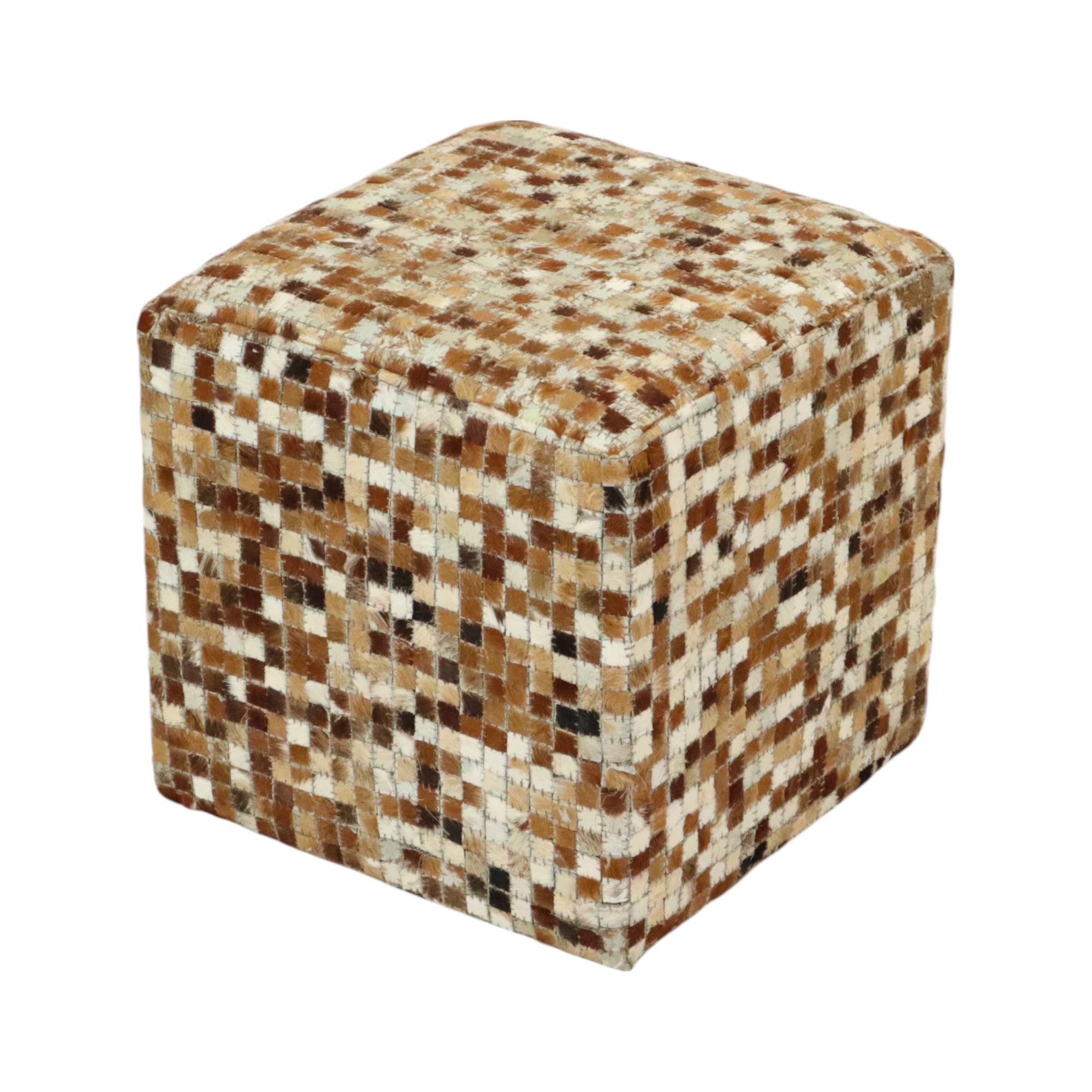 Vintage Vierkante Poef Geitenleer Patchwork Mozaïek Patroon image 15