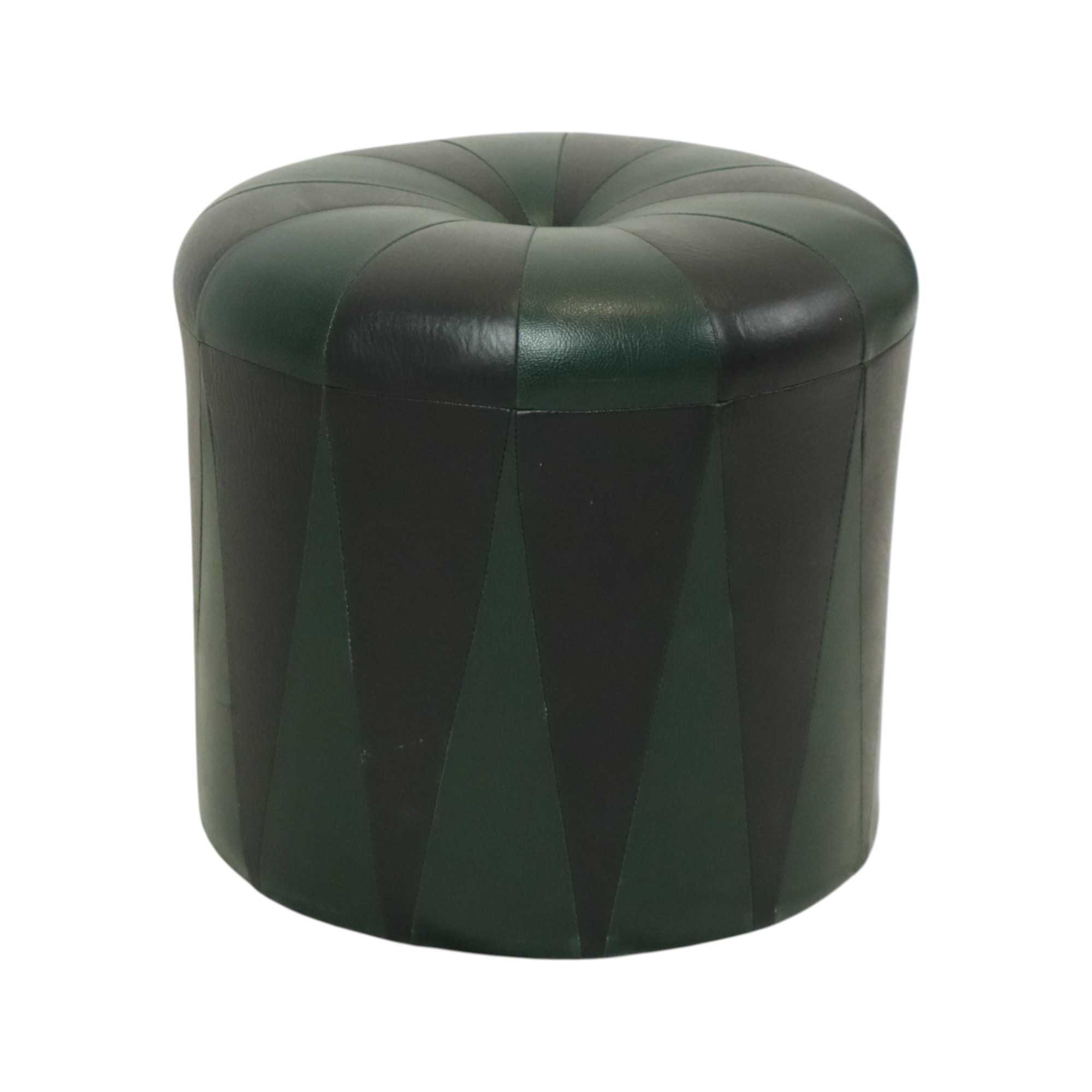 Ronde Vintage Groene Zwarte Poef Tweekleurig Skai Sixties image 10
