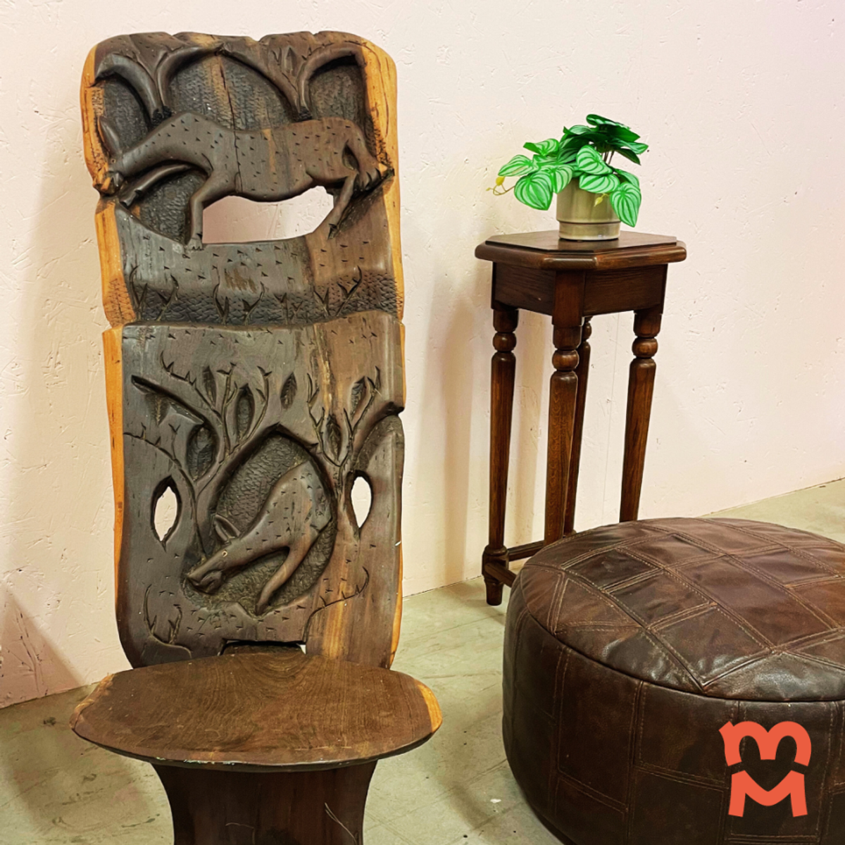 Bijzondere Afrikaanse Vintage Houtsnijwerk Stoel image 8