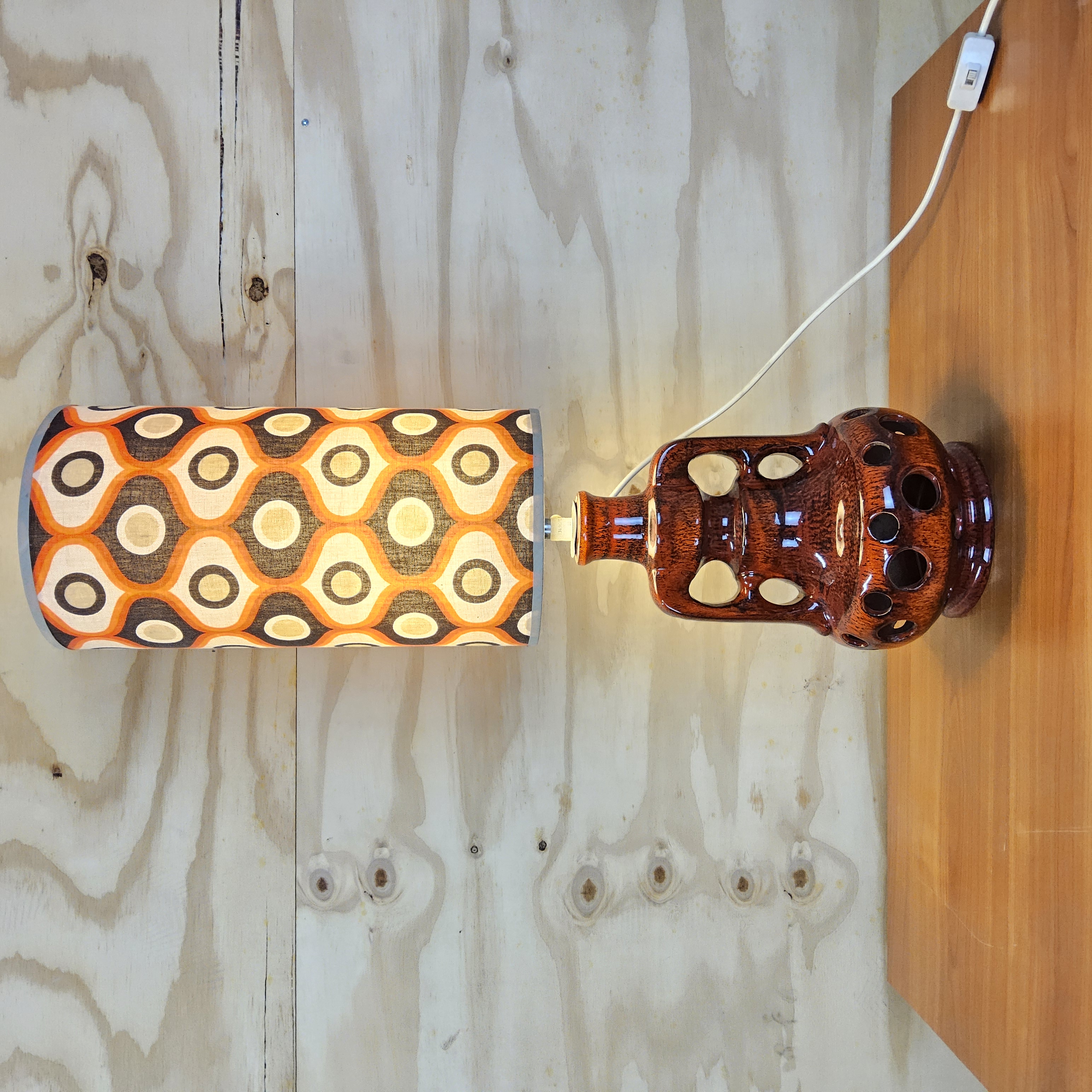 Vintage Keramieken Fat Lava Tafellamp (70s) Scheurich West Germany Lamp (jaren 70) Patroon Kap image 2