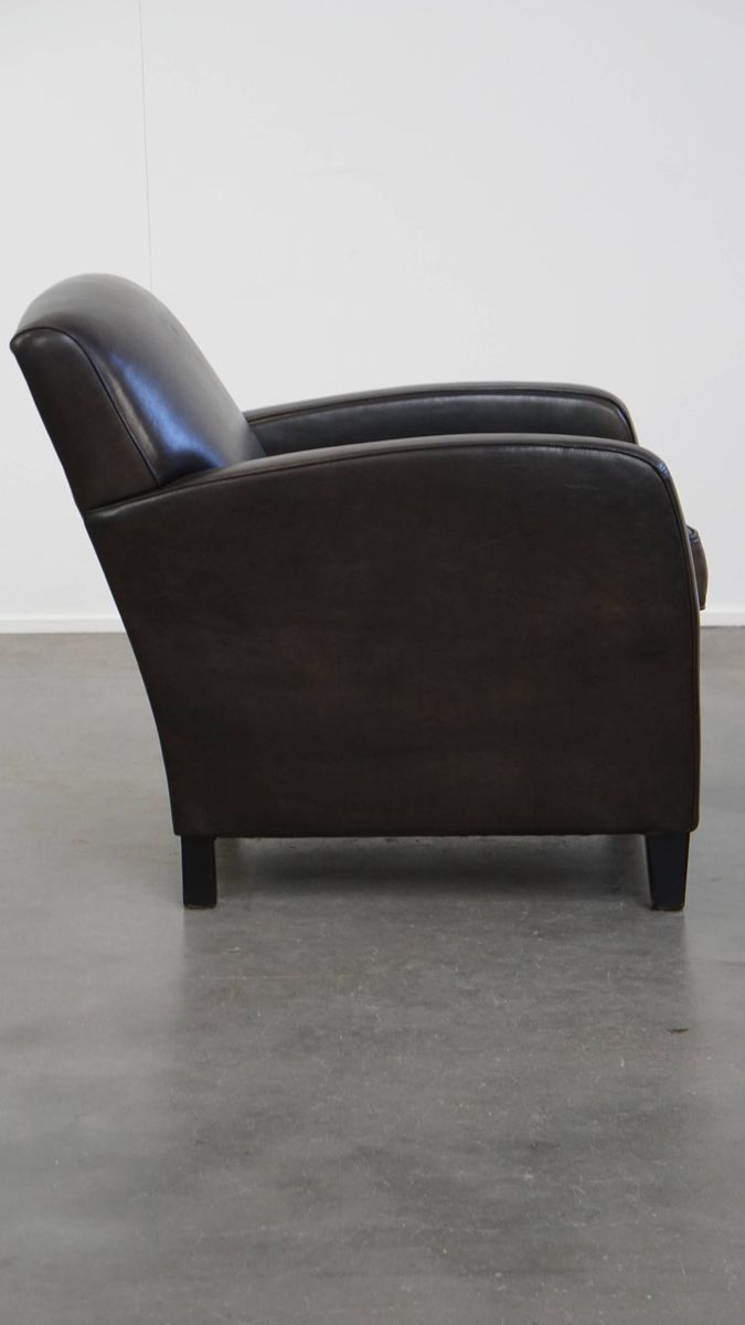 Stijlvolle En Tijdloze Zwart/ Grijze Schapenleren Design Fauteuil/ Armchair Met Comfortabele Zit image 3